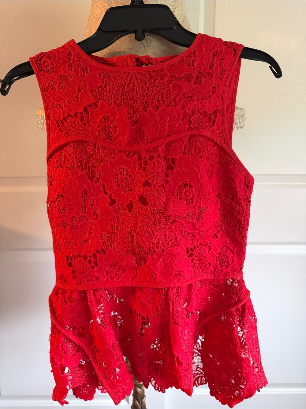 VICI Red Lace Peplum Top